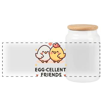 Egg-Cellent Friends - Panorama Keksdose mit Holzdeckel - Weiß - Vorne
