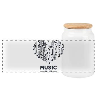 La musique, c’est la vie - Boîte à biscuits avec couvercle en bois - blanc - Devant