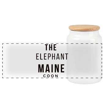 Der Elefant Maine Coon - Beubasnue Style - Panorama Keksdose mit Holzdeckel - Weiß - Vorne
