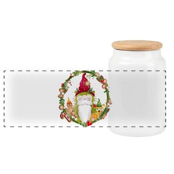 Petits monstres gnomes dans un décor de Noël - Boîte à biscuits avec couvercle en bois - blanc - Devant