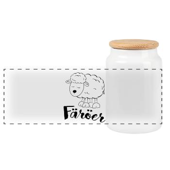Faroe Islands Sheep - Panoramic Cookie Jar with Wooden Lid - white - Front