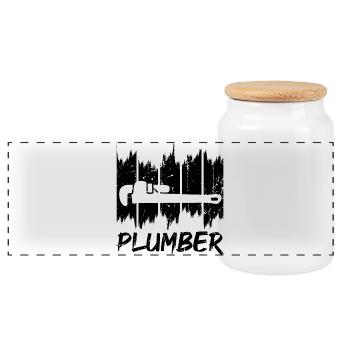 Plombier - Boîte à biscuits avec couvercle en bois - blanc - Devant