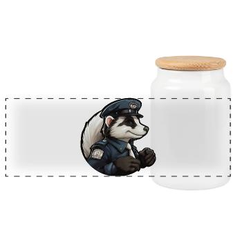 Police de la moufette - Boîte à biscuits avec couvercle en bois - blanc - Devant