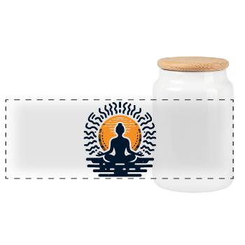 Zen Yoga – Paix Intérieure & Style - Boîte à biscuits avec couvercle en bois - blanc - Devant