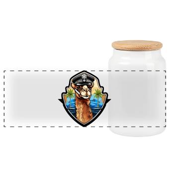 Police des chameaux - Boîte à biscuits avec couvercle en bois - blanc - Devant
