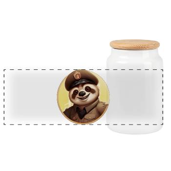 Paresseux policier - Boîte à biscuits avec couvercle en bois - blanc - Devant