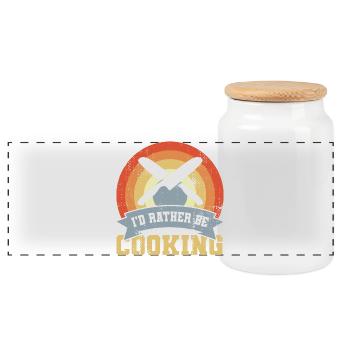 Recipe - Panoramic Cookie Jar with Wooden Lid - white - Front