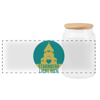 Starnberg t’aime - Boîte à biscuits avec couvercle en bois - blanc - Devant