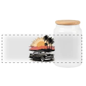 Classic Cars 1950 - Panorama Keksdose mit Holzdeckel - Weiß - Vorne