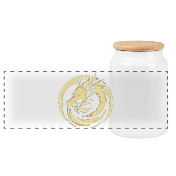 Dragon Emblem - Panorama Keksdose mit Holzdeckel - Weiß - Vorne