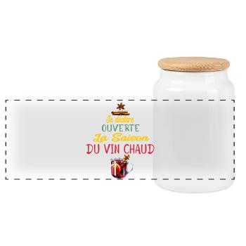 Ouverture Vin Chaud Saison - Boîte à biscuits avec couvercle en bois - blanc - Devant