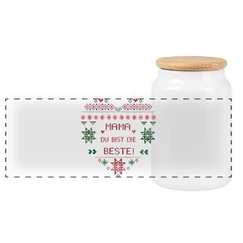 Mama du bist die Beste Weihnachten Ugly Christmas - Panorama Keksdose mit Holzdeckel - Weiß - Vorne