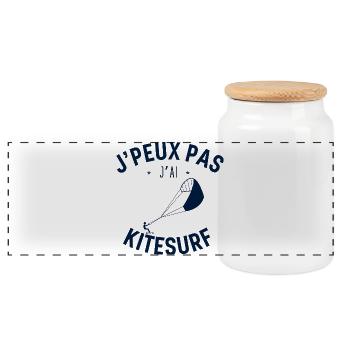 J Peux Pas J Ai KiteSurf - Boîte à biscuits avec couvercle en bois - blanc - Devant