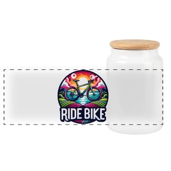 Ride Bike - Geh aufs Fahrrad, Radfahrer. - Panorama Keksdose mit Holzdeckel - Weiß - Vorne