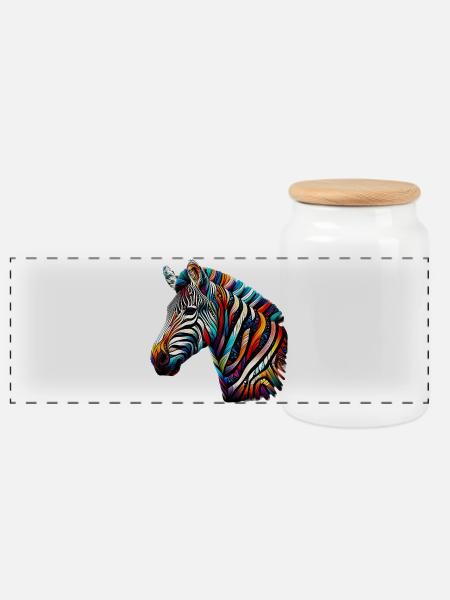 Zebra - Panorama Keksdose mit Holzdeckel - Weiß