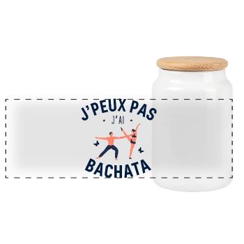 J Peux Pas J Ai Bachata - Boîte à biscuits avec couvercle en bois - blanc - Devant