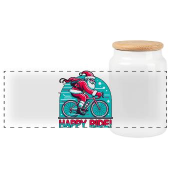 Bonne sortie de Noël Saint-Nicolas sur le vélo de route - Boîte à biscuits avec couvercle en bois - blanc - Devant