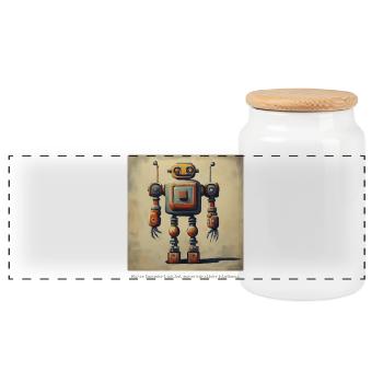 Dire Déclaration Intelligence Robot Rétro Nerd Lo - Boîte à biscuits avec couvercle en bois - blanc - Devant
