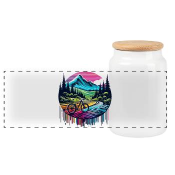 Lebendige Mountainbike-Landschaft - Panorama Keksdose mit Holzdeckel - Weiß - Vorne