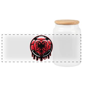 Albanie : un design de football fier pour les fans - Boîte à biscuits avec couvercle en bois - blanc - Devant