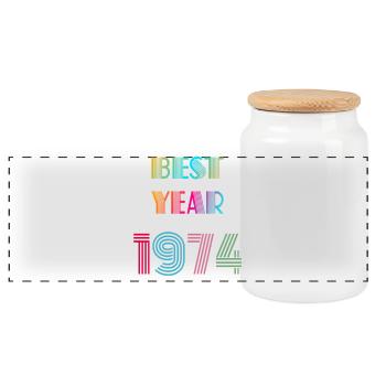 BEST YEAR - Panoramic Cookie Jar with Wooden Lid - white - Front