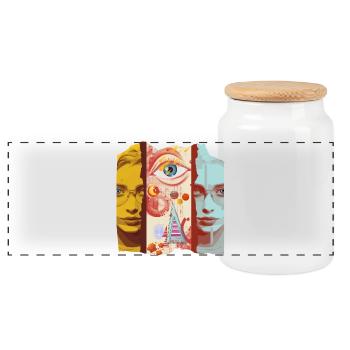 Design d’art moderne - Boîte à biscuits avec couvercle en bois - blanc - Devant