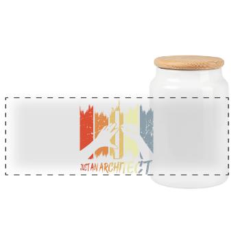 Drôle d’architecte - Boîte à biscuits avec couvercle en bois - blanc - Devant