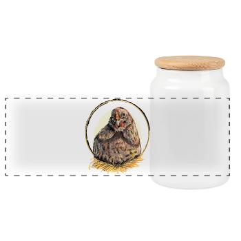 Poule dans le nid d’or - Boîte à biscuits avec couvercle en bois - blanc - Devant