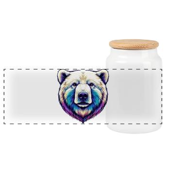 White Polar Bear - Panoramic Cookie Jar with Wooden Lid - white - Front