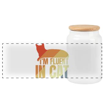 Je parle couramment le chat - Boîte à biscuits avec couvercle en bois - blanc - Devant