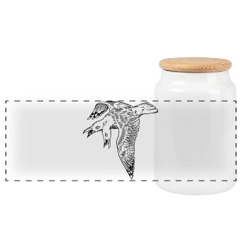 Two-headed seagull - Panoramic Cookie Jar with Wooden Lid - white - Front