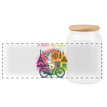 Paris à vélo Rainbow City Ride - Boîte à biscuits avec couvercle en bois - blanc - Devant