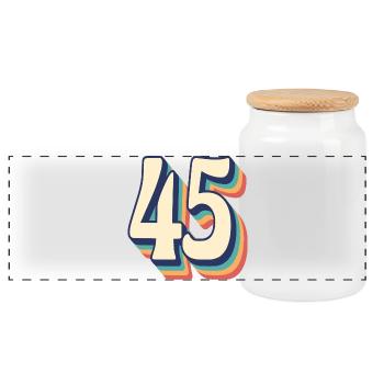 Vintage rétro T Shirt numéro 45 quarante-cinq - Boîte à biscuits avec couvercle en bois - blanc - Devant