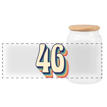 Vintage rétro T Shirt numéro 46 quarante-six - Boîte à biscuits avec couvercle en bois - blanc - Devant