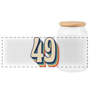T-Shirt rétro Vintage numéro 49 quarante-neuf - Boîte à biscuits avec couvercle en bois - blanc - Devant