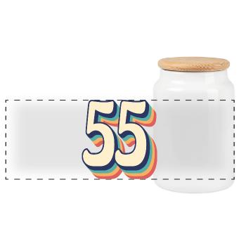 Vintage Retro T-Shirt Number 55 Fifty Five - Panoramic Cookie Jar with Wooden Lid - white - Front