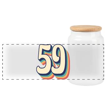 Vintage Retro T-Shirt Number 59 Fifty Nine - Panoramic Cookie Jar with Wooden Lid - white - Front