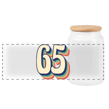 Vintage Retro T-Shirt Number 65 Sixty Five - Panoramic Cookie Jar with Wooden Lid - white - Front