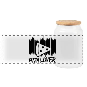 Pizza Lovers - Panoramic Cookie Jar with Wooden Lid - white - Front