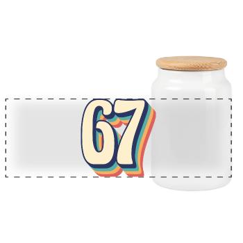 Vintage Retro T-Shirt Nummer 67 Sixty Seven - Panorama Keksdose mit Holzdeckel - Weiß - Vorne