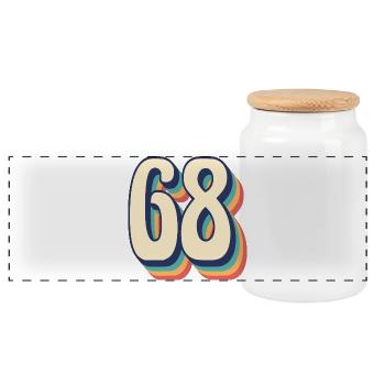 Vintage Retro T-Shirt Number 68, Sixty Eight - Panoramic Cookie Jar with Wooden Lid - white - Front
