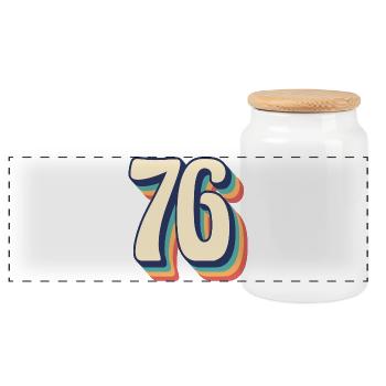 Vintage rétro T Shirt numéro 76 soixante-seize. - Boîte à biscuits avec couvercle en bois - blanc - Devant