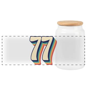 Vintage Retro T-Shirt Number 77 Seventy Seven - Panoramic Cookie Jar with Wooden Lid - white - Front