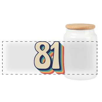 Vintage Retro T-Shirt Number 81 Eighty One - Panoramic Cookie Jar with Wooden Lid - white - Front