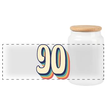 T-Shirt rétro Vintage numéro 90 quatre-vingt-dix - Boîte à biscuits avec couvercle en bois - blanc - Devant