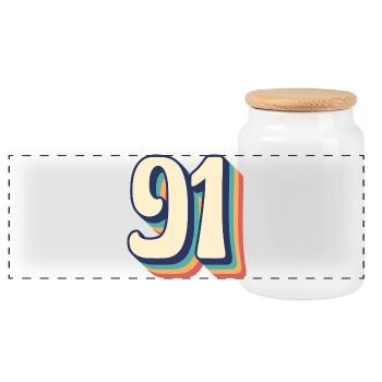 Vintage Retro T-Shirt Nummer 91 Ninety One - Panorama Keksdose mit Holzdeckel - Weiß - Vorne