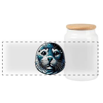 Phoque - Boîte à biscuits avec couvercle en bois - blanc - Devant