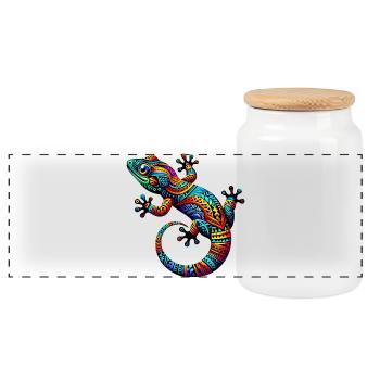 Gecko - Panorama Keksdose mit Holzdeckel - Weiß - Vorne