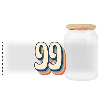 T-Shirt rétro Vintage numéro 99 quatre-vingt-dix-neuf - Boîte à biscuits avec couvercle en bois - blanc - Devant