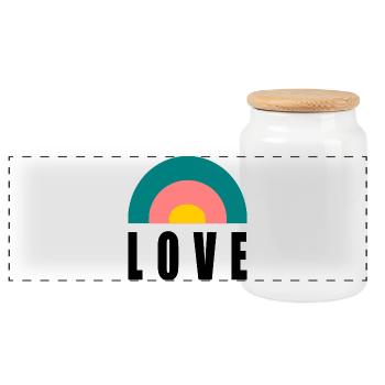 HERZ. HERZ. VALENTINSTAG. LIEBE. LIEBE. PAAR. - Panorama Keksdose mit Holzdeckel - Weiß - Vorne